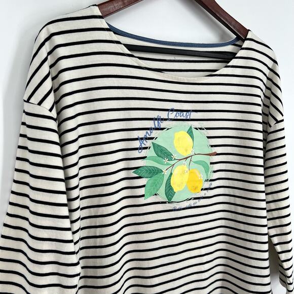 Talbots Large Black White Lemons Amalfi Coast Tropical Shirt Top Mature Beach - Picture 4 of 7